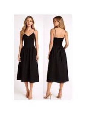 Christian Lacroix Black Spaghetti-Strap Midi Dress